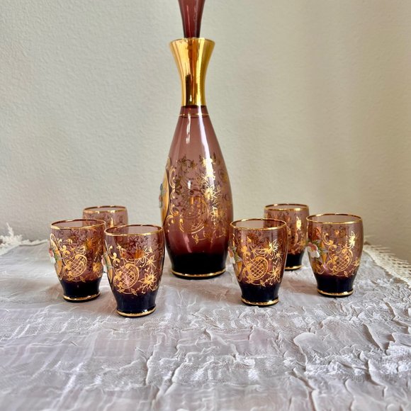 Murano Italian Decanter, Italian Glass, Vintage Barware, Italian Drinkware - Picture 5 of 10